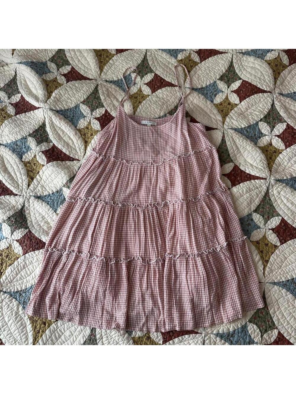 Z SUPPLY CARINA GINGHAM MINI DRESS orange size S babydoll swing summer - Picture 1 of 7